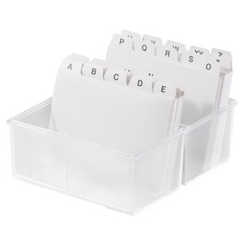 HAN 977-63, Card index box A7 landscape. Innovative, attractive design holds a maximum of 300 cards with steel hinge, translucent clear - various colours to choose from