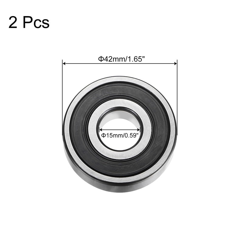 sourcing map 6302-2RS Deep Groove Ball Bearing,2pcs 15 x 42