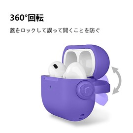 Airpods Case with Safety Lock, Shockproof, Airpods Case, Strap, Ring, Carabiner, TPU Magsafe, Wireless Charging, Anti-lost AirPods 1st and 2nd Generation Case (Light Purple, AirPods 1/2)