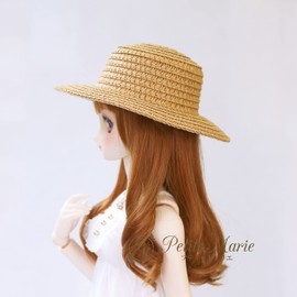 Petite Marie 1/3 DD MDD Compatible (DDH-01-10 Compatible) Straw Hat Beige with Black and White Ribbon 9-10 Inches 40cm 60cm Doll BJD for Dolls [No.0157]
