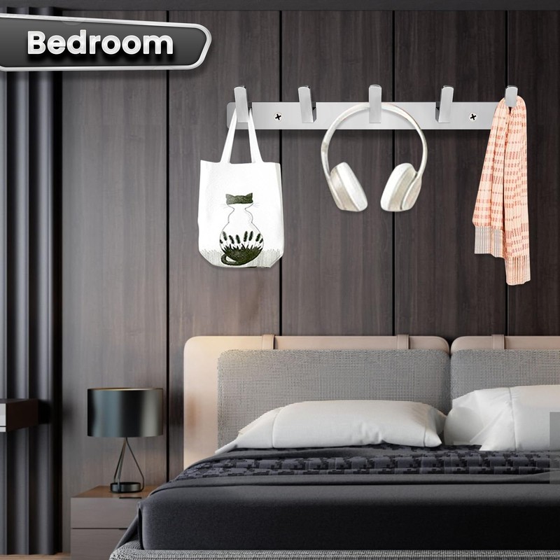 Maxzwell Wall Mount Coat Rack with 5 Chrome Hooks –