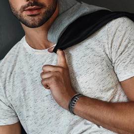 JSNOM Men's Leather Bracelet Gifts: Braided Leather Christmas Father's Day Valentine's Day Birthday Gift Love Gifts Jewellery Gift for Boyfriend Husband Men, Leather, No Gemstone