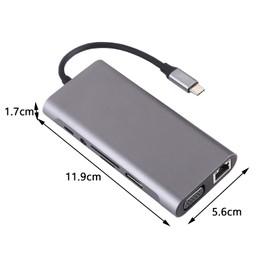 USB C HUB, Docking Station, 11-in-1 USB C Adapter with 4K HDMI, VGA, USB 3.0 Port, Type C PD, Ethernet RJ45 Port, SD/TF Card Readers, 3.5 mm AUX, Compatible with MacBook Pro/Air