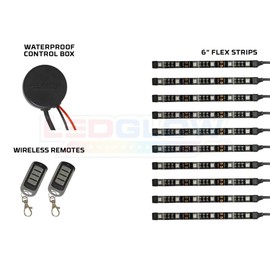 LEDGlow 10pc Advanced White LED Motorcycle Accent Neon Underglow Lighting Kit - 4 Patterns - 4 Brightness Levels - 6" Flexible Light Strips - Includes Waterproof Control Box & 2 Wireless Remotes