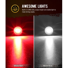 Partsam - 10 luces LED redondas de 3/4 pulgadas de color dual rojo a blanco, indicadores de luz de liquidación con conector de bala para remolque, camión, camioneta, caravana, caravana