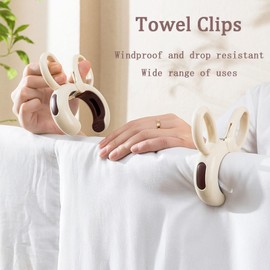 APCTIOOY Beach Towel Clips for Beach Chairs, Towel Clips Clamps, Clothes Pins for Chairs Cruise Hanging, Laundry, Backdrop (White Orange-3)