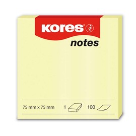 Kores - Gelbe Haftnotizen, Selbstklebender Memo Notizblock, 75 x 75 mm, Packung bestehend aus 12 Blöcken mit je 100 Blättern
