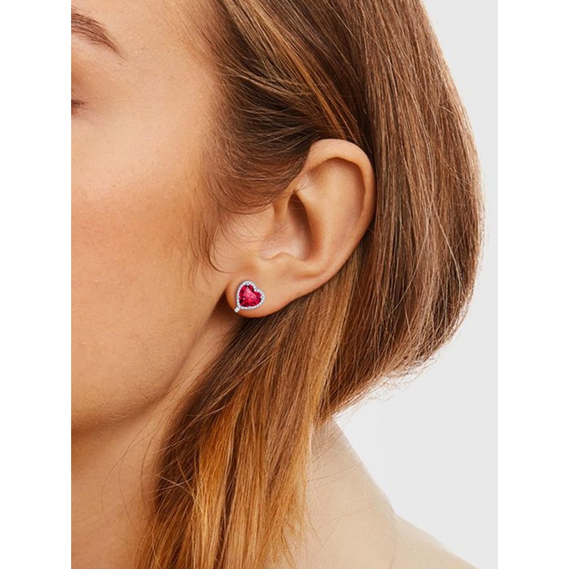 ChicSilver Ruby Earrings for Women 925 sterling Silver July Birthstone