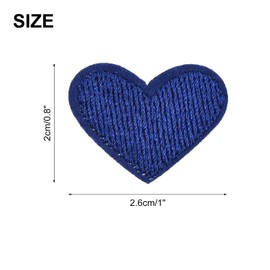 MECCANIXITY Solid Deep Blue Small Heart Patch Appliques Embroidered Patches Garment DIY Embellishments 2.6x2cm/1x0.8 Inch for Vest Clothes Backpacks Hats, DIY Crafts Caps, Pack of 24
