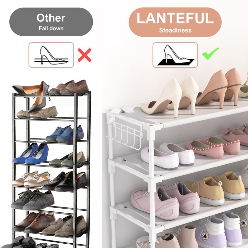 LANTEFUL 10 Tiers Shoe Rack 50 Pairs Large Capacity Tall