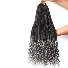 Crochet Braids Hair Extensions, Synthetic Hair for Braiding Hair, Kanekalon Synthetic Hair, Crochet Hair Extension Set, Braid, Fake Hair (45.7 cm (Pack of 7), #T-Grey)
