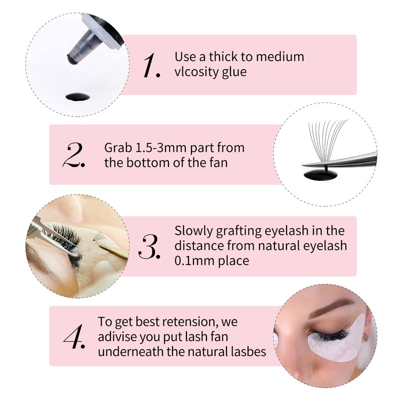 Fan Volume Eyelashes, 10D 0.07 C Curl, 11-18 mm Mixed,