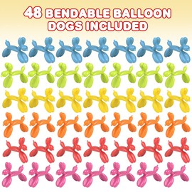 ArtCreativity Mini Bendable Dog Assortment, Set of 48 Flexible Figures in Assorted Colors, Birthday Party Favors for Boys & Girls, Stress Relief Fidget Toys, Goody Bag Fillers for Kids