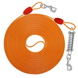 Petbobi Heavy Duty 40 FT Dog Tie Out Cable - Give Your Pup The Freedom to Play with Outdoor Leash for Large/Medium Dogs up to 120 LBS, 4mm Diameter Cable, Shock Absorbing Spring and 360° Swivel Clips