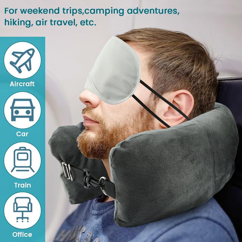 2Pcs Stuffable Travel Neck Pillow,Velvet No‑Filler Fillable Travel Pillow