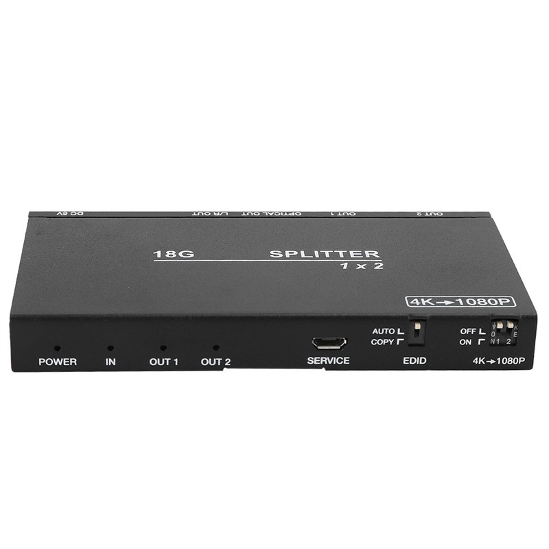 B12SA Black 1×2 HDMI 2.0 Splitter Aluminium Alloy with Scaler