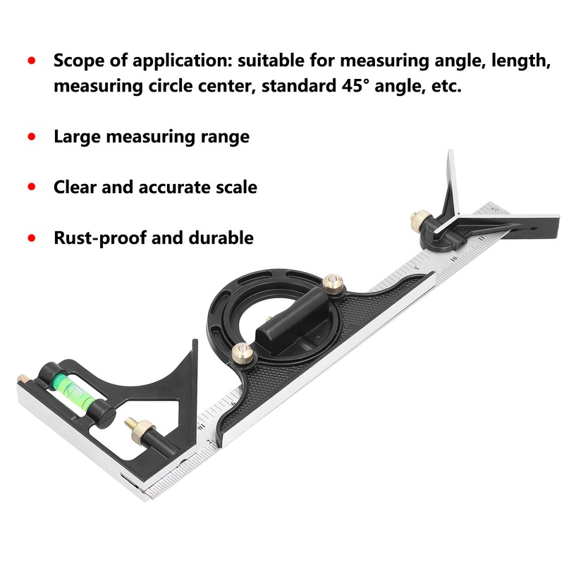 Combination Square Aluminum Alloy Stainless Steel Measuring Tool for Angle