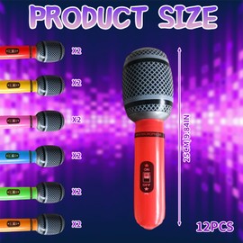 Bodeshis Inflatable Microphone, 12 Pack Blow Up Microphones for Parties, Vibrant Inflatable Party Props, Fake Microphone for Kids, Music Theme Decorations, 9.84 Inches (6 Colors)