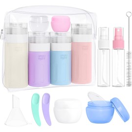 Botella de Viaje de Silicona, Kit de Botellas de Viaje, Certificado TSA, A Prueba de Fugas, Rellenable para Jabón Corporal, Artículos de Tocador, Cuidado de la Piel, etc.(16 pcs)