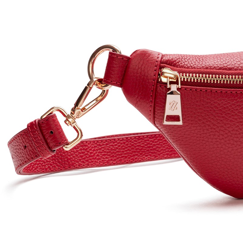 Lazarotti Bologna Women's Leather Belt Bag, Adjustable Shoulder Strap, Large