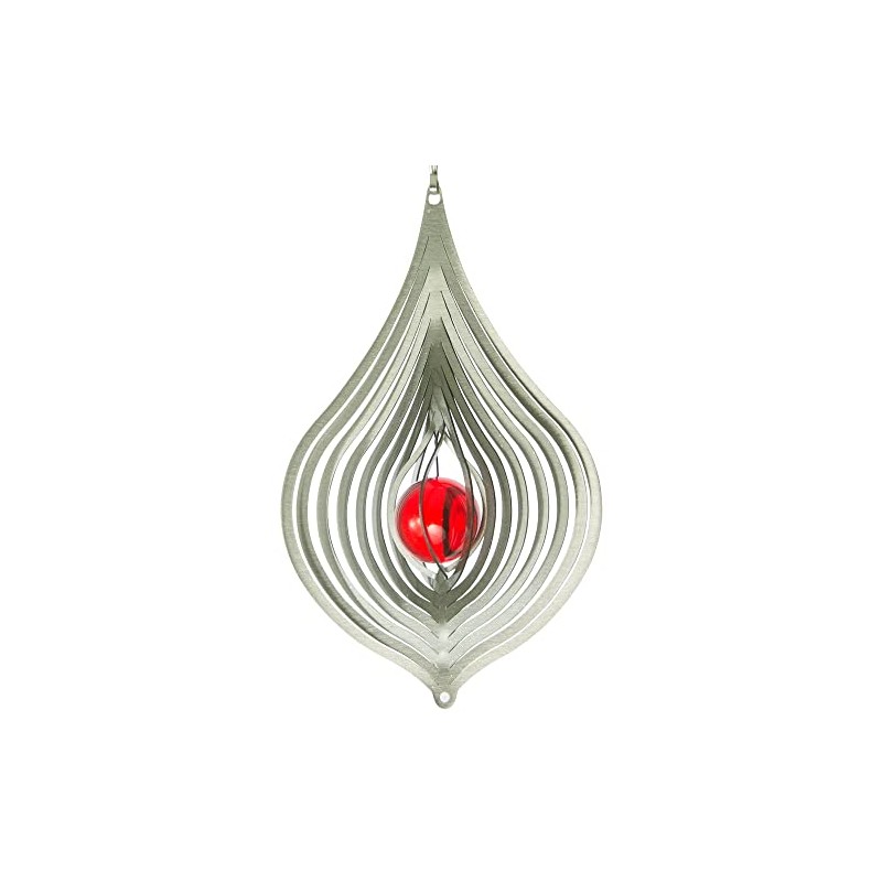 Teardrop Stainless Steel Wind Spinner with Crystal Decoration 10.5 cm