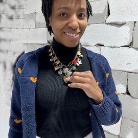 iSPECIAL Chunky Retro Heart Necklace for Women Antique Layer Beach Ocean Moon Stars Western Boho Charm Necklaces Retro Link Chain Jewelry (vintage charm necklace)