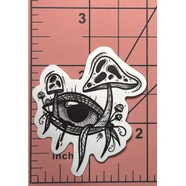 Unbranded Evil Eye B&W Art Mushrooms - Hippie Theme Psychedelic Pen And Ink Style EMO