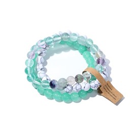 Nexoluxa Crystal Beaded Bracelets for Women Healing 3 PCS Set 8mm Natural Stone Stretch Bracelet Friendship Trendy Jewelry Gifts, Adjustable, no gemstone