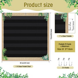 Blosssound Eucalyptus Standard Pocket Chart for Classroom 7 Pockets Chart for Teacher with 3 Hanging Hooks for Daily Schedule Classroom Home School Office Sentence Strips Calendar Supplies(Eucalyptus)