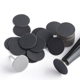 BNG 50pcs Feet Grinder Sandpaper, 180# Grit Replacement Foot File Pads with Electric Sanding Disc Shaft for Callus Removal Foot Care, Cracked Heels Hard Dead Skin Pedicure Tool(φ25mm)