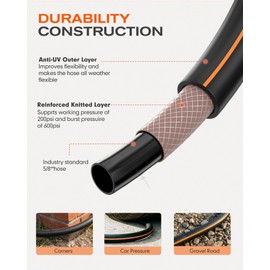 HODUP Heavy Duty Hybrid Rubber Garden Hose 100FT, 5/8"