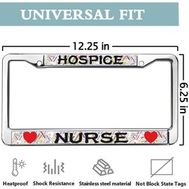 Hospice Nurse License Plate Frame Stainless Steel Nurse Care Anti-Theft License Plate Frame with Mounting Hardware Kit