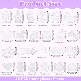 23Pcs Fuse Beads Boards, 5mm Animal Clear Plastic Pegboards Adult DIY Craft