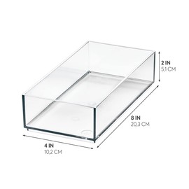 iDesign Sarah Tanno Signature Series dressing table drawer, combinable make-up organiser element made from plastic, transparent, 10.2 x 20.3 x 5 cm.