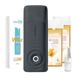 Waxfans Roll On Wax Kit for Women,Roll on Wax Kit- Easy to Use - At-Home Hair Removal for Body (Arms & Legs) with 2 Rose Wax Roller Cartridges & 50 Strips(Black)