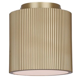 Malibu Luxe Semi-Flush Mount Ceiling Light, 8-Inch Ribbed Gold Metal Shade, Damp Rated Modern Lighting, Uses E26 Bulb for Bedroom, Hallway or Closet