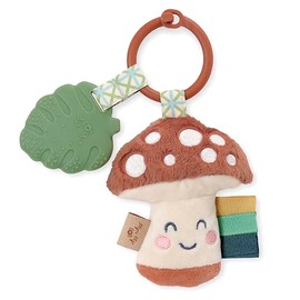 Itzy Ritzy Itzy Ritzy Infant Toy & Teether - Itzy Pal Baby Teething Toy Includes Lovey, Crinkle Sound, Textured Ribbons & Silicone Teether Toy for Newborn (Mushroom)