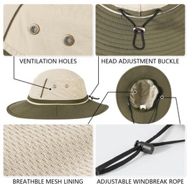 TAGVO UV-Schutz Boonie Sonnenhut Gartenhut Damen und Herren, Fischerhut Schnell Trocknend und Atmungsaktiv - Safari Hut mit eingenähtem Schweißband, Ranger Hut mit Einstellbarer Umfang der Kappe