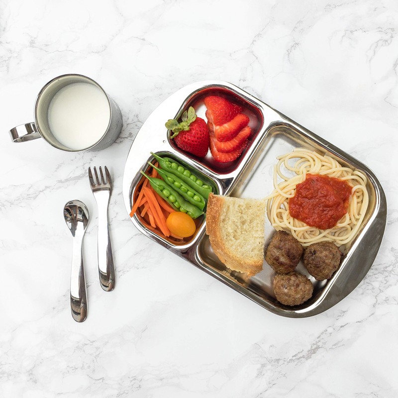 Kiddobloom Children Stainless Steel Divided Plates (2pc) - Education