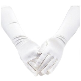 Satin Long Child Size Girls Formal Gloves (4 - 7, White)