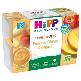 HiPP 100% Fruit Apples Peaches Mangoes From 8 Months Organic 4 Jars