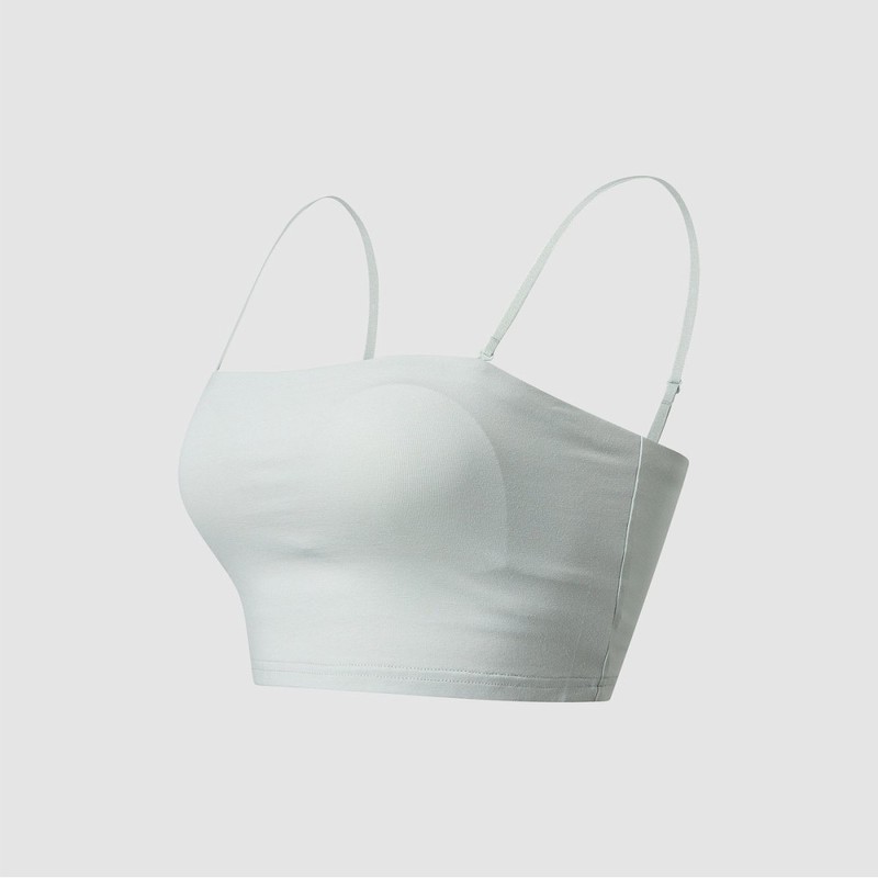 JAJU Women's Cotton Modal Tube Crop Bra_Mint Grey