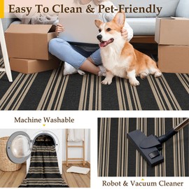 PureCozy Outdoor Rug 3x5 Washable Striped Jute Look Non Slip Carpet