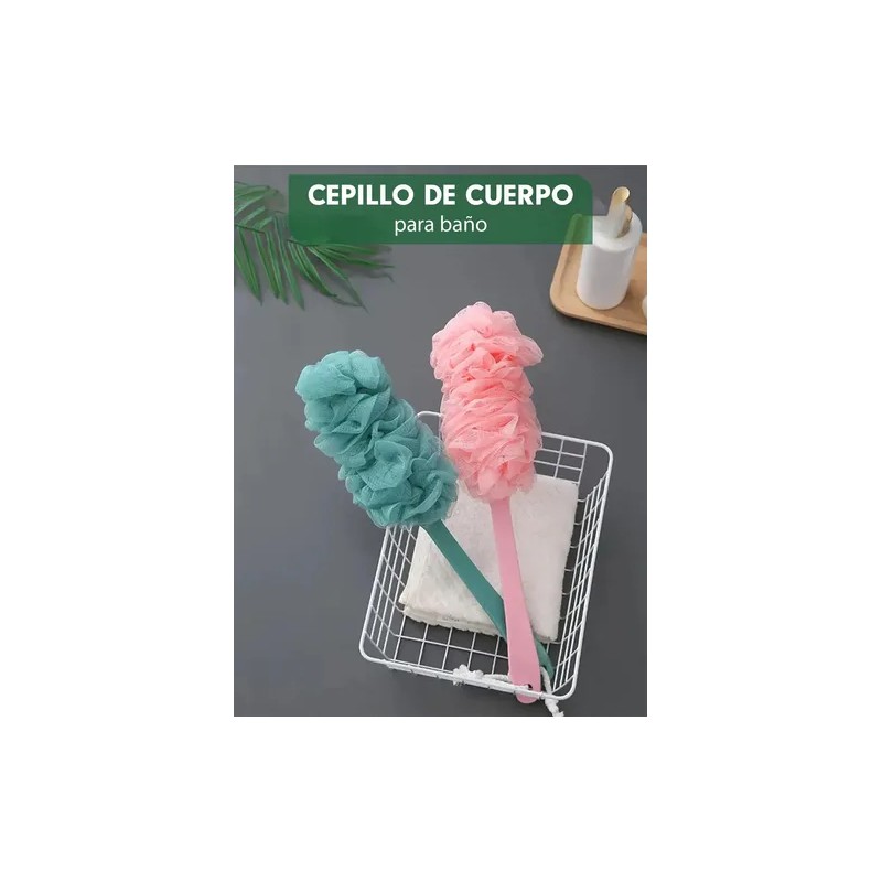 2pz Cepillo Esponja Cuerpo Baño Espalda Masaje Mango Largo Ab