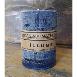 Badan Illume - Jasmine,Orange Blossom Scented Pillar Candle, Blue (3x3.5)