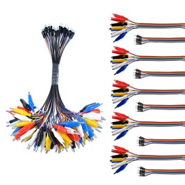 Oiyagai 10PCS 2 in 1 Alligator Clip to Dupont Wire 10pin 20cm Male, Crocodile Clip to Jumper Wire 10pin 20cm Male for Test Lead Arduino/Raspberry Pi/Orange Pi