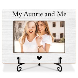 TRKAE Aunt Picture Frame, Wooden Photo Frame From Niece Nephew, Auntie Gifts Birthday Gifts for Aunt Auntie, 4x6 Photo Frame For Tabletop Display, Home Living Room Table Decor -050
