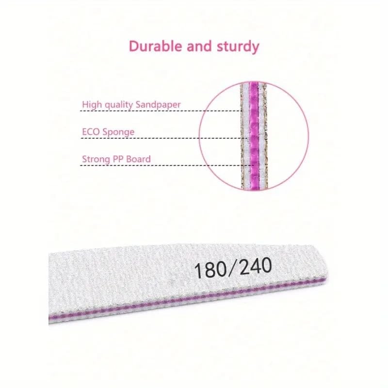 Professional Nail Files, Double Sided Emery Board for Nails 180/240