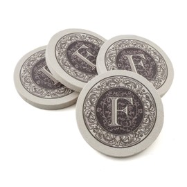 Thirstystone Absorbent Monogram Sandstone Coaster Set, Letter F