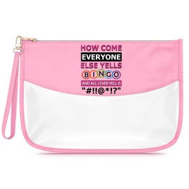 Bingo Game Gift for Women Bingo Lover Makeup Bag Casino Gambling Gift for Bingo Player Casino Gambler Cosmetic Bag Detachable Wrist Strap Funny Christmas Birthday for Her Friends Travel Toiletry Pouch